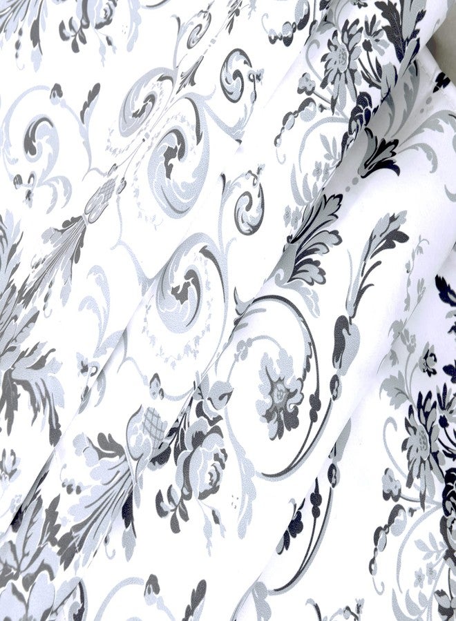 Annlaite Damask and Floral Pattern Window Curtain Floral Flower Window Curtain Valance for Living Room/Bedroom/Kitchen/Kids Rod Pocket 52 by 18 Inch Gray - Image 4
