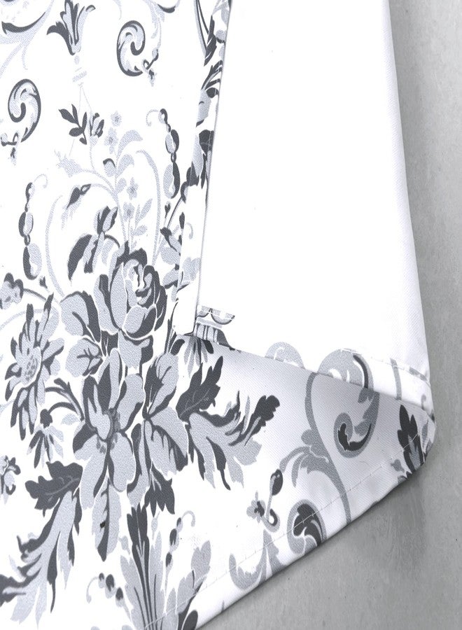 Annlaite Damask and Floral Pattern Window Curtain Floral Flower Window Curtain Valance for Living Room/Bedroom/Kitchen/Kids Rod Pocket 52 by 18 Inch Gray - Image 5
