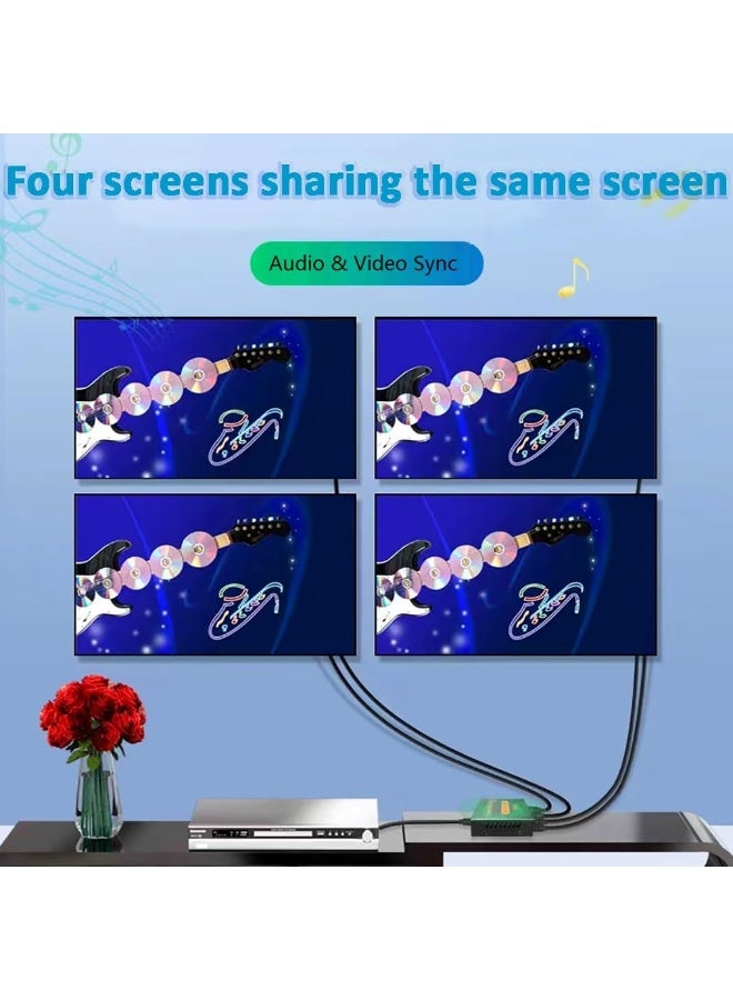 سيوو مقسم HDMI 1 مدخل و 4 مخارج بدقة 4K، مقسم HDMI 1x4 بدقة 3D Full HD 1080P، لنسخ/مرآة الشاشات، متوافق مع تلفزيون HDTV و PS4 ومشغل Blu-Ray وجهاز الاستقبال (STB) ومشغل DVD وجهاز العرض وغيرها (مصدر واحد إلى 4 شاشات) - Image 3