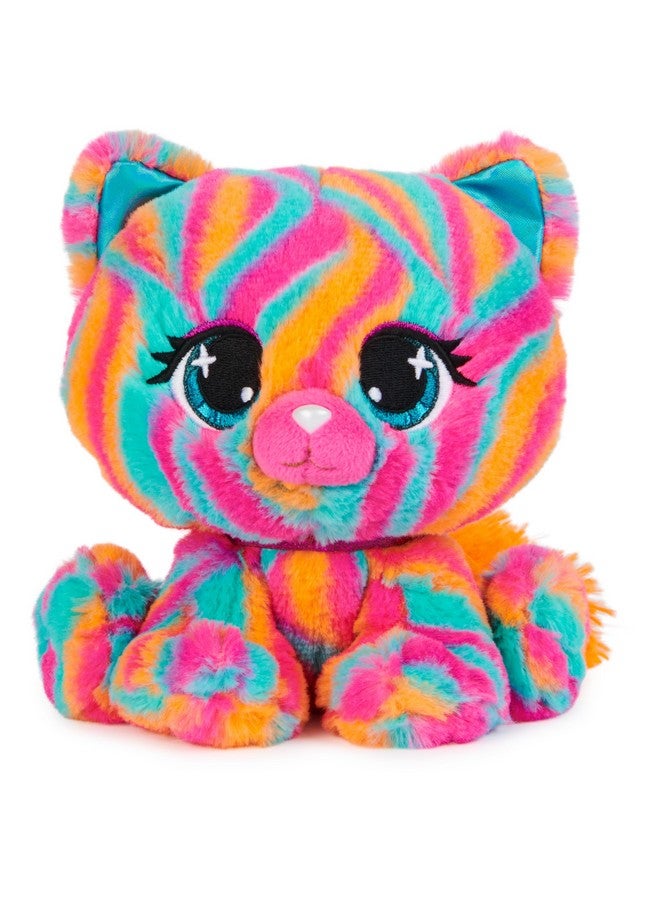 GUND P.Lushes Designer Fashion Pets Emelia Vento Premium Cat Stuffed Animal, Pink and Blue, 6” - Image 1