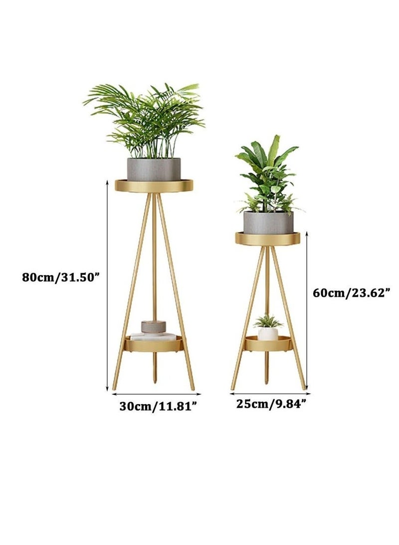 WALALLA 1-Piece 2-Tier Tall Metal Plant Stand Indoor Outdoor Flower Pot Stand Rustproof Iron Flower Pot Holder Shelf Nordic Creative Round Plant Display Rack For Patio Corner Balcony - Image 5