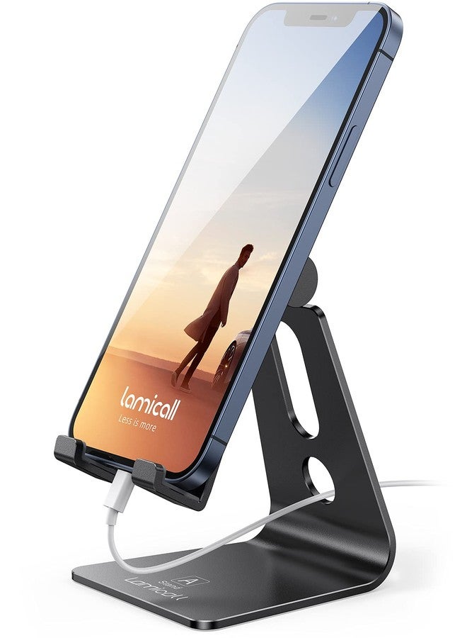 Lamicall Adjustable Cell Phone Stand, Desk Phone Holder, Cradle, Dock, Compatible with iPhone 17 16 15 14 Air Plus Pro Pro Max 13 12 X XS, 4-8" Phones, Office Accessories, All Smartphone, Black - Image 1