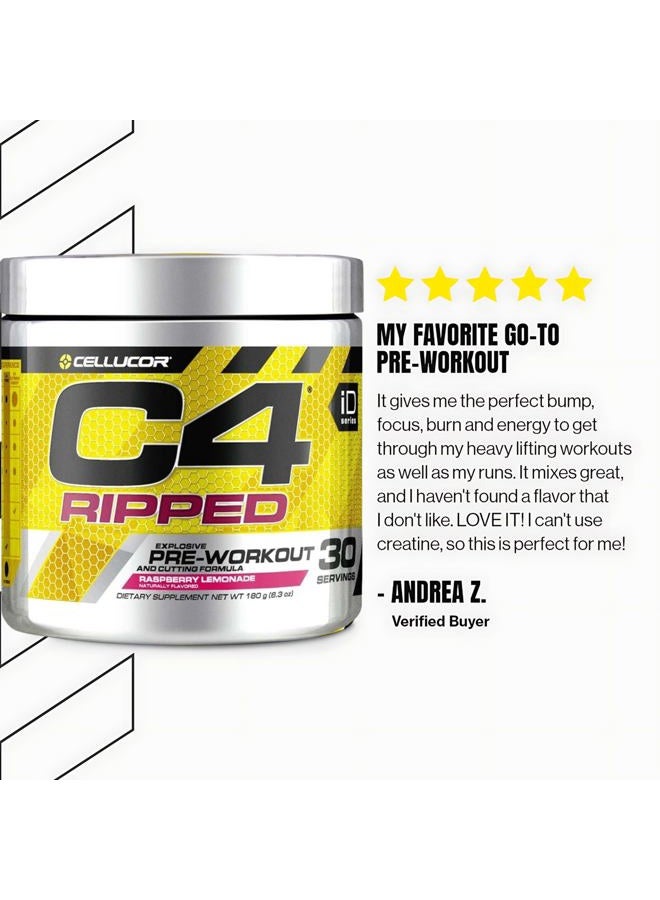 C4 Cellucor C4 Ripped Pre Workout Powder Raspberry Lemonade | Creatine Free + Sugar Free Preworkout Energy Supplement for Men & Women | 150mg Caffeine + Beta Alanine| 30 Servings (Packaging May Vary) - Image 5