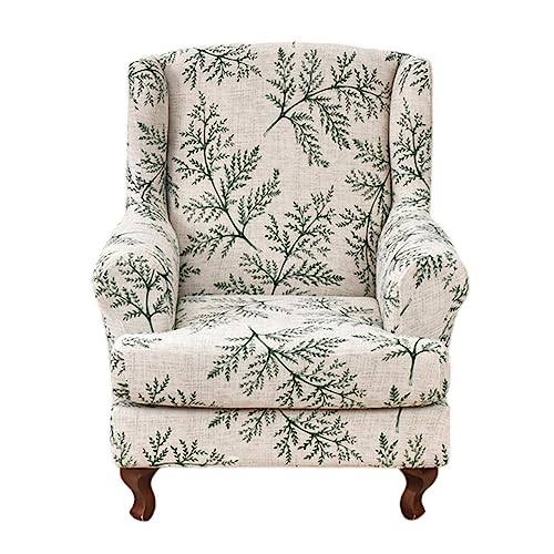 KRFOONN Stretch Wing Chair Slipcovers Printed 2 Piece Wingback Chair Covers Soft Spandex Wingback Armchair Slipcover Furniture Protector Chair Covers for Living Room Wingback Chair, T1 - Image 1