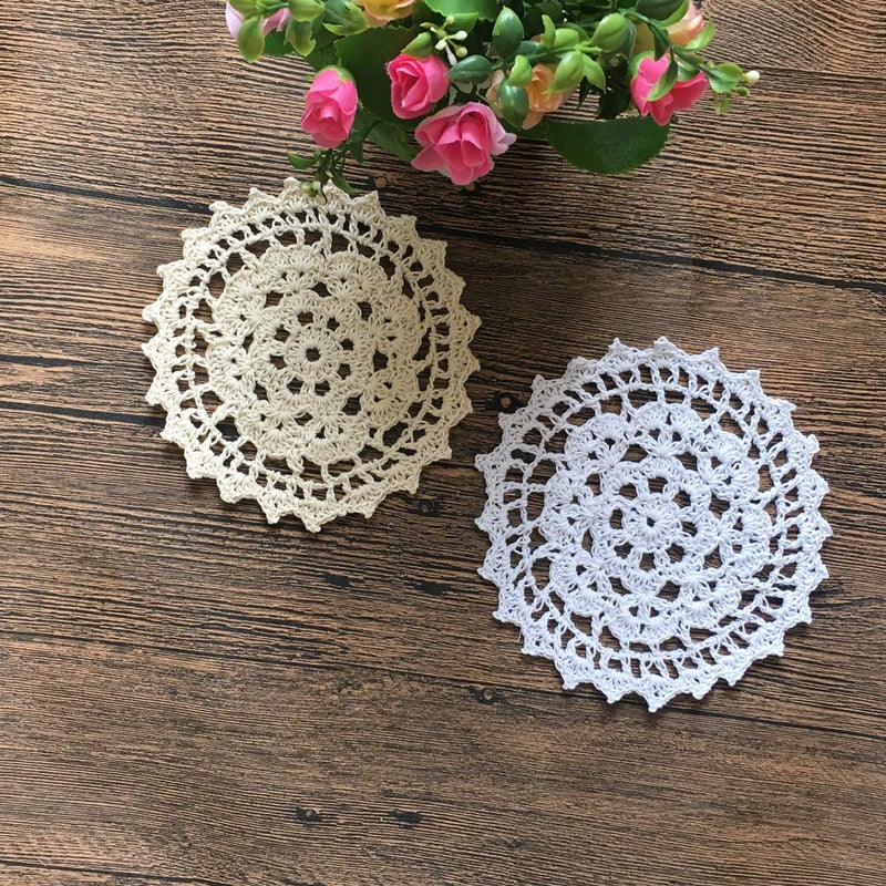 MINDPLUS Set of 24 Hand Crochet Doilies Cotton Crocheted Lace Doilies 2-7 Inches Round White Vintage (24pcs White) - Image 5
