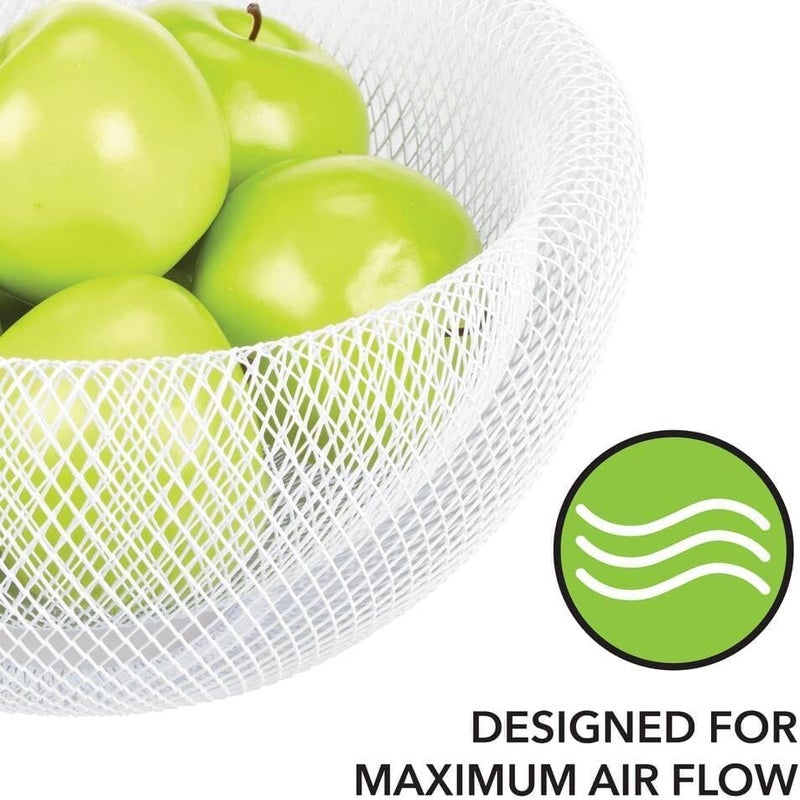 Home-Cloud HomeCloud Metal Wire Mesh Fruit Bowl | Creative and Stylish Round Storage Basket for Fresh Fruits and Vegetables, Perfect for Modern Kitchens and Elegant Home Decor (White, Small) - Image 2