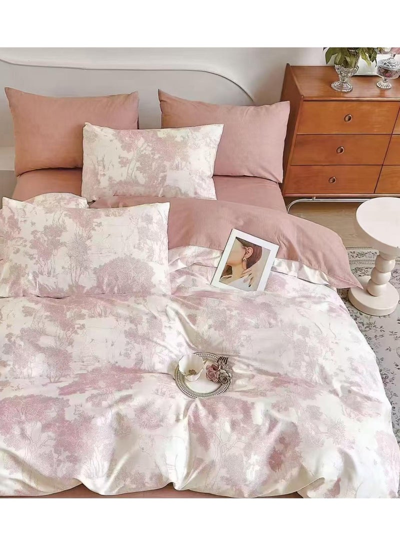 AL RAID Super Soft King Size Duvet Cover Set Hotel Luxury Feel Cotton Material Bedding Set Fad and Wrinkle Resistant Bed Sheet Set Include 1 Fitted Sheet 1 Duvet Cover and 4 Pillowcases