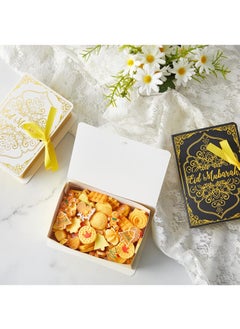 Y&D 50 Pcs Ramadan Eid Mubarak Favor Boxes Eid Mubarak Treat Box Party Favors Square Candy Ramadan Box With Golden Ribbon For Eid Party Decoration Supplies Snack Sugar Chocolate Goodie Toy 2 Styles  - Image 5
