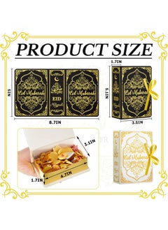 Y&D 50 Pcs Ramadan Eid Mubarak Favor Boxes Eid Mubarak Treat Box Party Favors Square Candy Ramadan Box With Golden Ribbon For Eid Party Decoration Supplies Snack Sugar Chocolate Goodie Toy 2 Styles  - Image 2