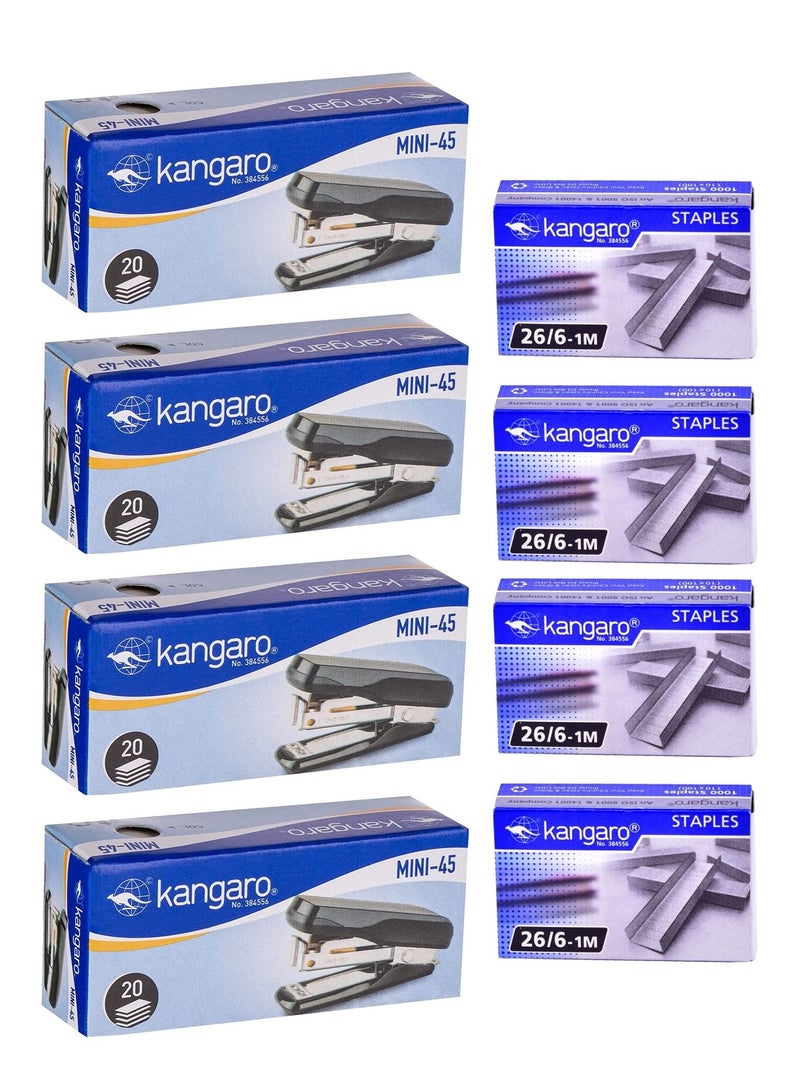 Kangaro 4-Piece Mini Stapler With 4 Packs of Pins - Image 1