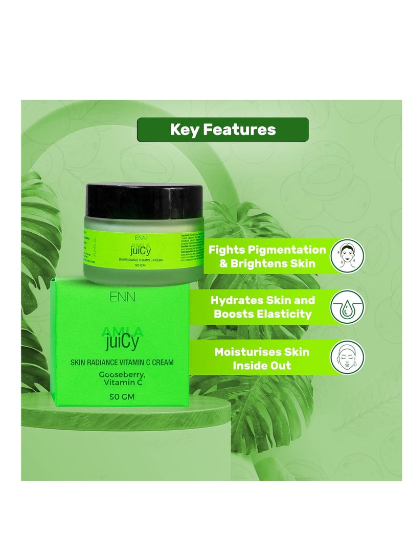 ENN juiCy Skin Radiance Vitamin C Cream  Face Moisturizer for Men and Women  Pigmentation Cream Ageing  Dullness  Boost Collagen  Amla Niacinamide 50 gm - Image 4