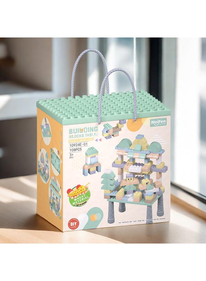 Bluejw Diy Wheat Straw Large Particle Building Blocks Baby 1-3 Birthday Gift Assembled Toy Table - Image 2