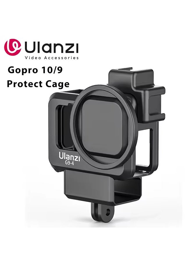 يولانزي قفص كاميرا بلاستيكي من Ulanzi لكاميرا GoPro Hero 11 و10 و9، غطاء أسود، ميكروفون وضوء تعبئة، حذاء بارد، ملحقات Vlog  - Image 1