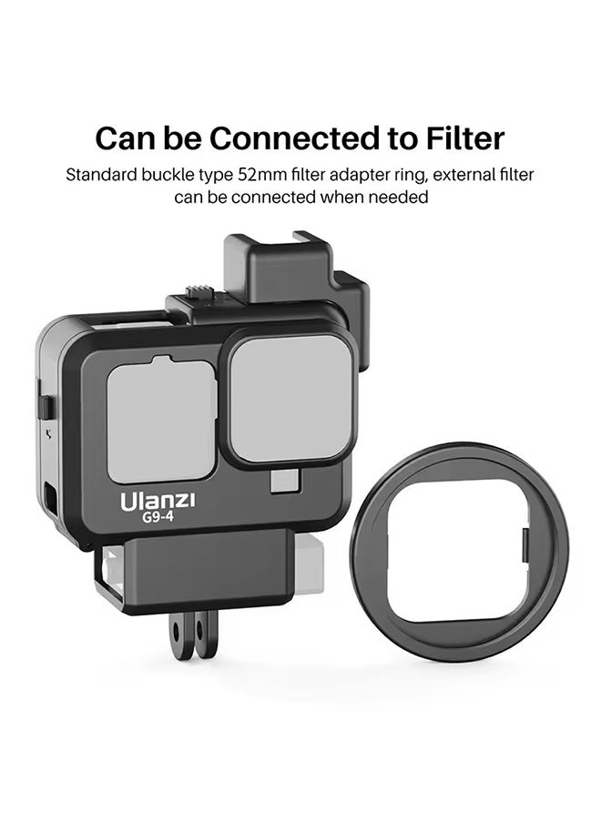 يولانزي قفص كاميرا بلاستيكي من Ulanzi لكاميرا GoPro Hero 11 و10 و9، غطاء أسود، ميكروفون وضوء تعبئة، حذاء بارد، ملحقات Vlog  - Image 3