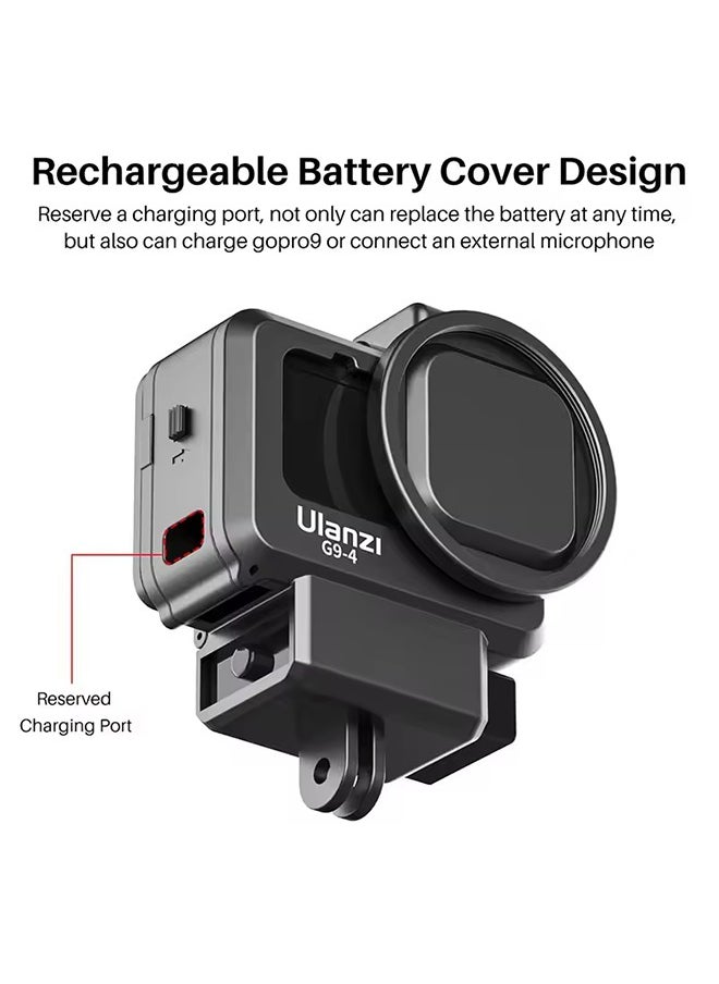 يولانزي قفص كاميرا بلاستيكي من Ulanzi لكاميرا GoPro Hero 11 و10 و9، غطاء أسود، ميكروفون وضوء تعبئة، حذاء بارد، ملحقات Vlog  - Image 4