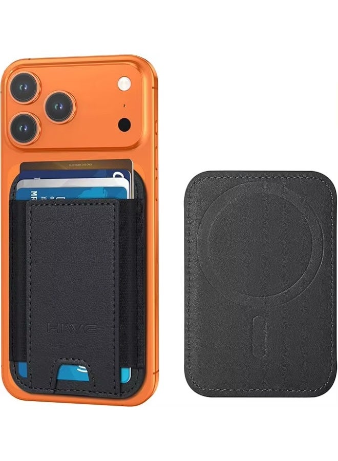 Magsafe Magnetic Wallet Strongest Wallet for iPhone Series 17/16/15/14/13/12 Card Holder 7 Cards, Lightweight Magnetic Card Holder for Apple Phones Blocking Identification Vegan Leather, Black - Image 1