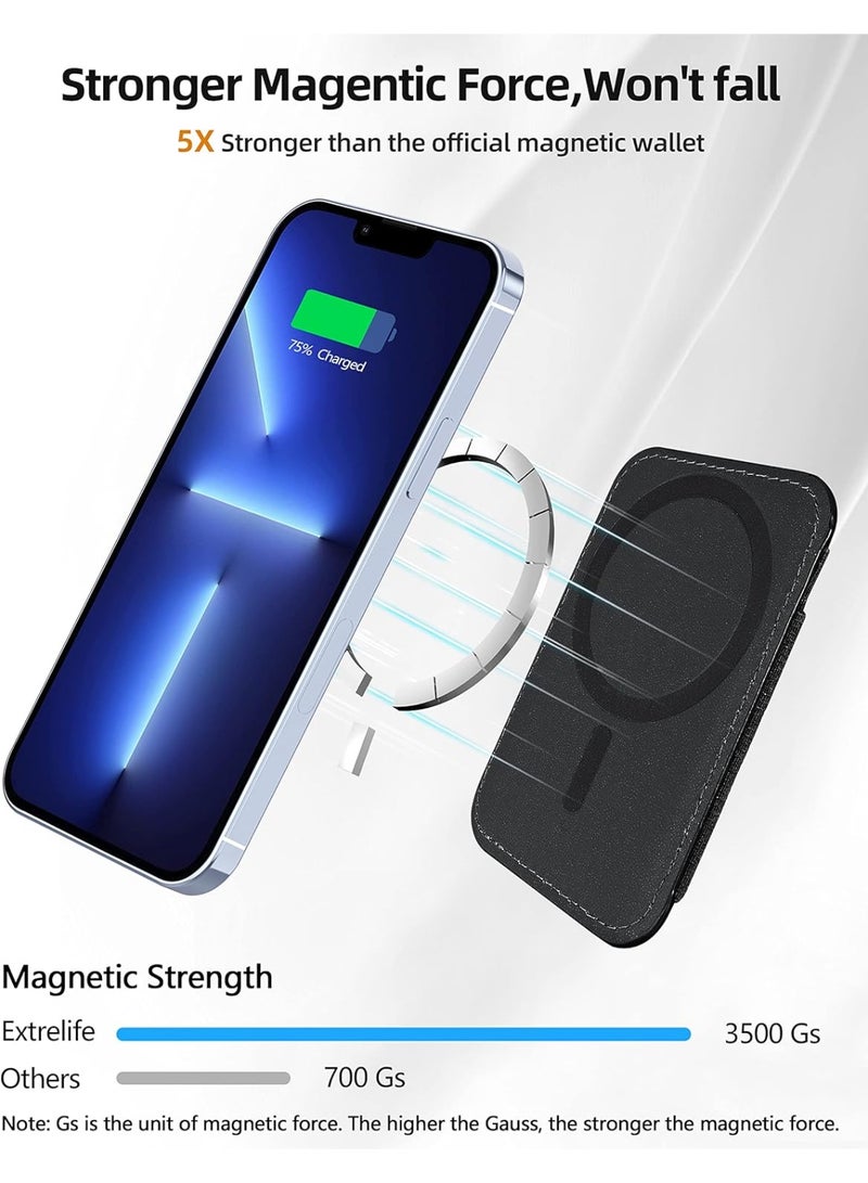 Magsafe Magnetic Wallet Strongest Wallet for iPhone Series 17/16/15/14/13/12 Card Holder 7 Cards, Lightweight Magnetic Card Holder for Apple Phones Blocking Identification Vegan Leather, Black - Image 2