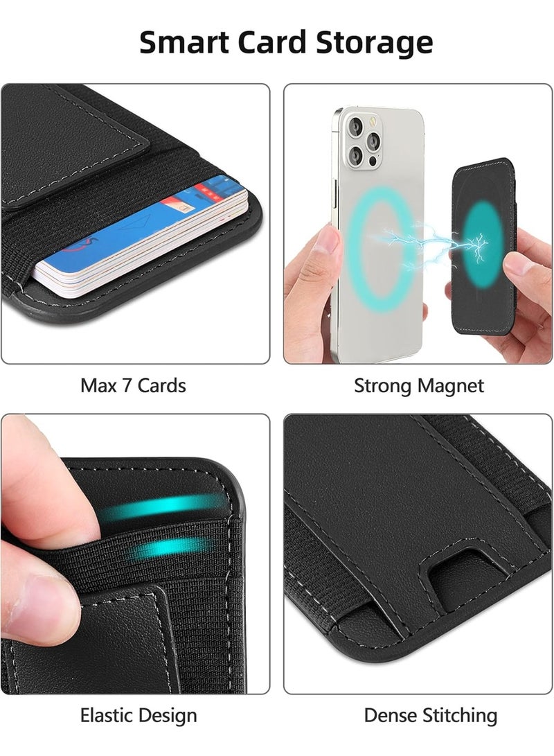 Magsafe Magnetic Wallet Strongest Wallet for iPhone Series 17/16/15/14/13/12 Card Holder 7 Cards, Lightweight Magnetic Card Holder for Apple Phones Blocking Identification Vegan Leather, Black - Image 3