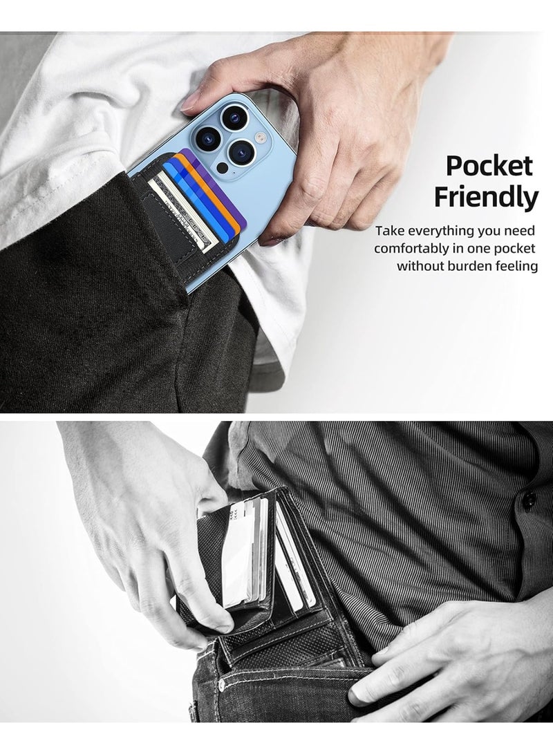 Magsafe Magnetic Wallet Strongest Wallet for iPhone Series 17/16/15/14/13/12 Card Holder 7 Cards, Lightweight Magnetic Card Holder for Apple Phones Blocking Identification Vegan Leather, Black - Image 5