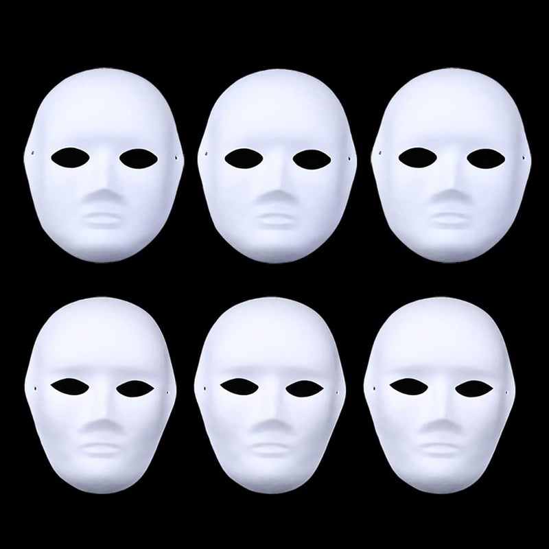 GSHLLO 6 Pcs DIY Full Face Masks Cosplay Masquerade Mask Paintable Blank Masks White Craft Masks Dance Party Halloween Masks for Party - Image 2