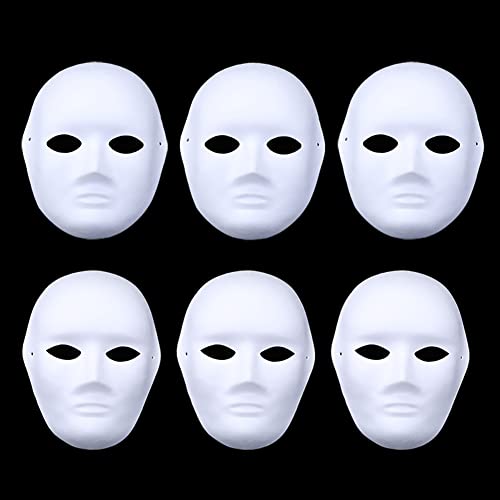 GSHLLO 6 Pcs DIY Full Face Masks Cosplay Masquerade Mask Paintable Blank Masks White Craft Masks Dance Party Halloween Masks for Party - Image 1