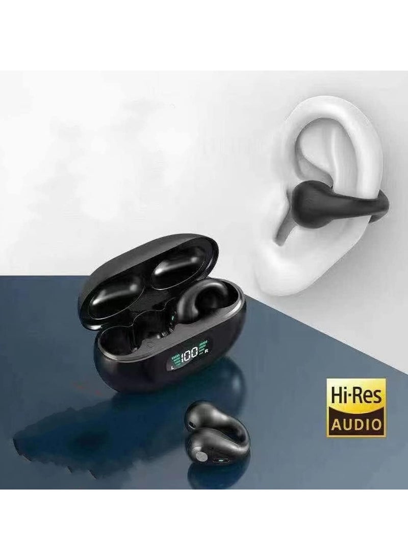 RIYAD GADGETS - Clip-On Open Ear Bluetooth Earbuds - True Wireless Bluetooth Earbuds for Sports, Running, Cycling, Driving - Air Conduction Headset with Bluetooth 5.3 for Android and iPhone - White - Image 1