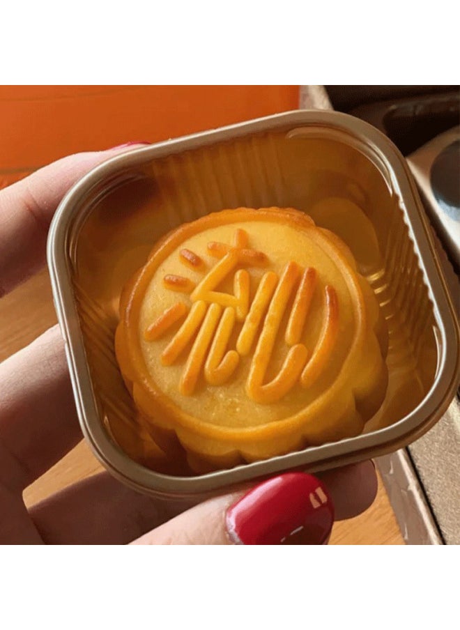 Generic Flow Heart Moon Cake Mold New 2024 Pressing Ice Skin Milk Yellow Hand Pressing Household Commercial Mini Ruyi Square Mid-Autumn Festival-Specifications:50g Right Angle Flow Center [1 Barrel 1 Piece]]-Color:Milky White  - Image 4