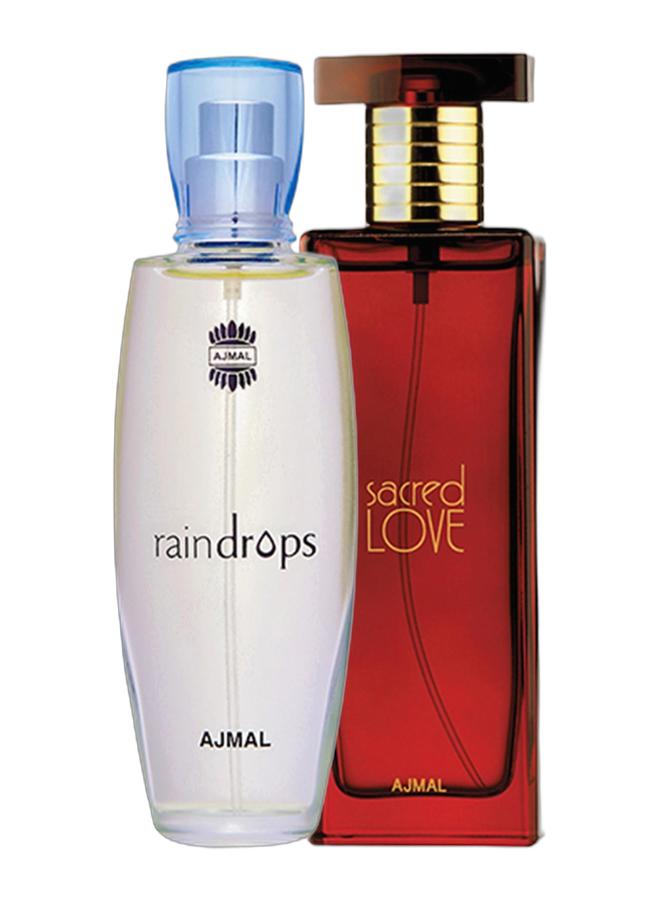 Ajmal Raindrops & Sacred Love Perfume Set | Fresh & Floral Fragrance Combo - Image 1