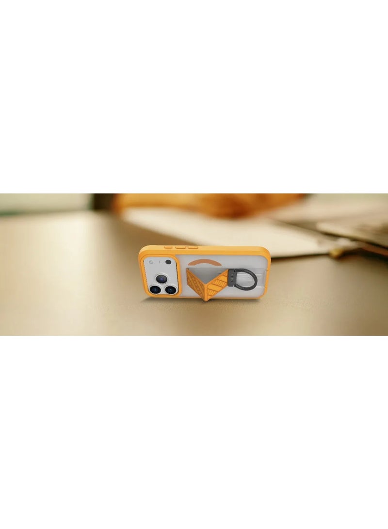 ليفيلو جراب ماج سيف مورفيكس كلارا جريب لهاتف آيفون 17 برو ماكس مع مصد مقاوم للصدمات ومغناطيس قوي/ غطاء خلفي مع حامل متعدد الاستخدامات على شكل حلقة على شكل حرف D - برتقالي شروق الشمس - Image 5