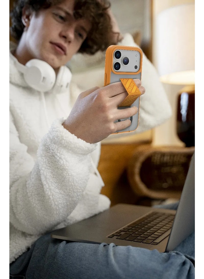 ليفيلو جراب ماج سيف مورفيكس كلارا جريب لهاتف آيفون 17 برو ماكس مع مصد مقاوم للصدمات ومغناطيس قوي/ غطاء خلفي مع حامل متعدد الاستخدامات على شكل حلقة على شكل حرف D - برتقالي شروق الشمس - Image 2