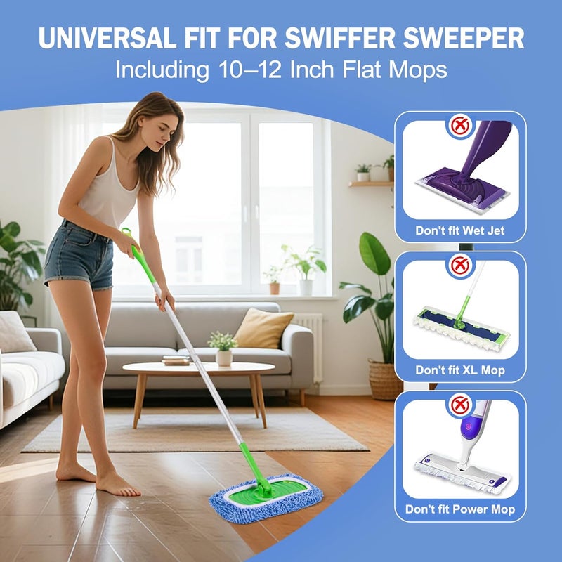 YHOVID 6 قطع من وسادات الممسحة القابلة لإعادة الاستخدام المتوافقة مع منظف Swiffer، أقمشة الكنس الجافة وأقمشة المسح الرطبة - وسادات ممسحة من الألياف الدقيقة للأرضيات الخشبية، تنظيف الأرضيات، الأرضيات الخشبية (أزرق) - Image 2