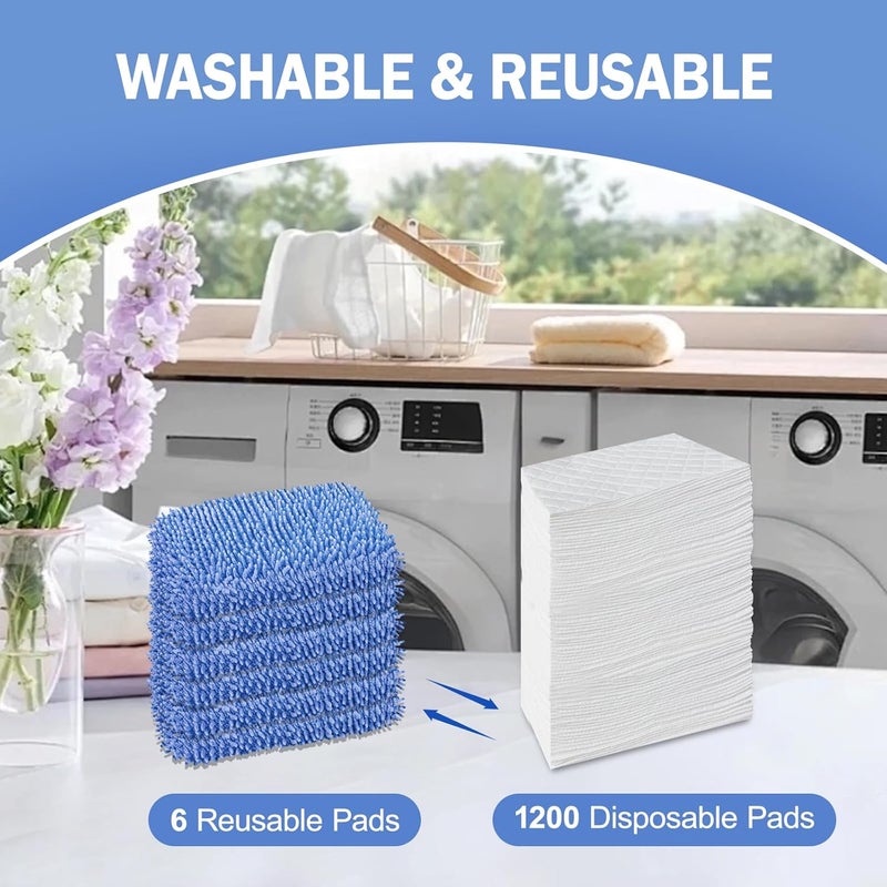 YHOVID 6 قطع من وسادات الممسحة القابلة لإعادة الاستخدام المتوافقة مع منظف Swiffer، أقمشة الكنس الجافة وأقمشة المسح الرطبة - وسادات ممسحة من الألياف الدقيقة للأرضيات الخشبية، تنظيف الأرضيات، الأرضيات الخشبية (أزرق) - Image 4