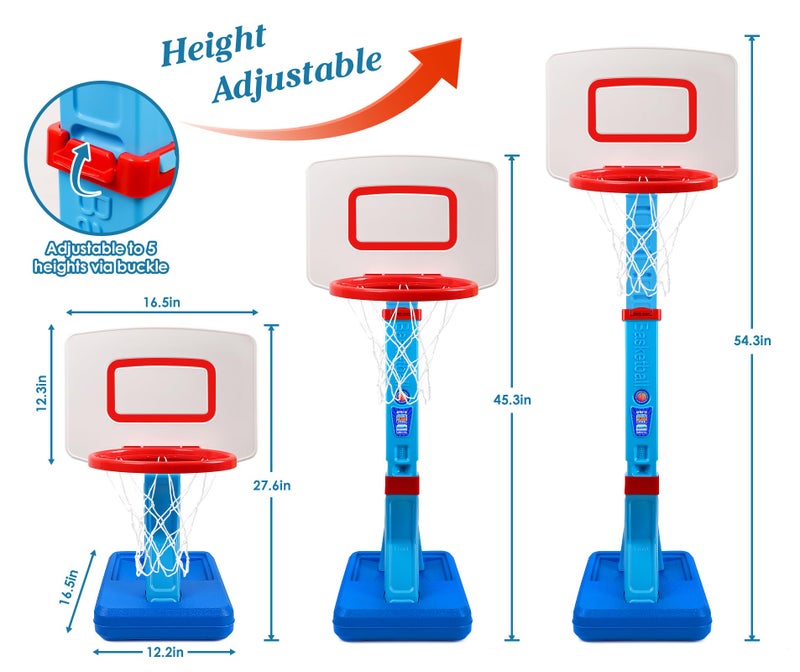SUPER JOY Toddler Basketball Hoop - Height Adjustable Kids Basketball Hoops for Indoor & Outdoor Play - Portable Mini Basketball Goal for Poolside- Game Sport Toys for Boys & Girls Age 1 2 3 4 5 - Image 2