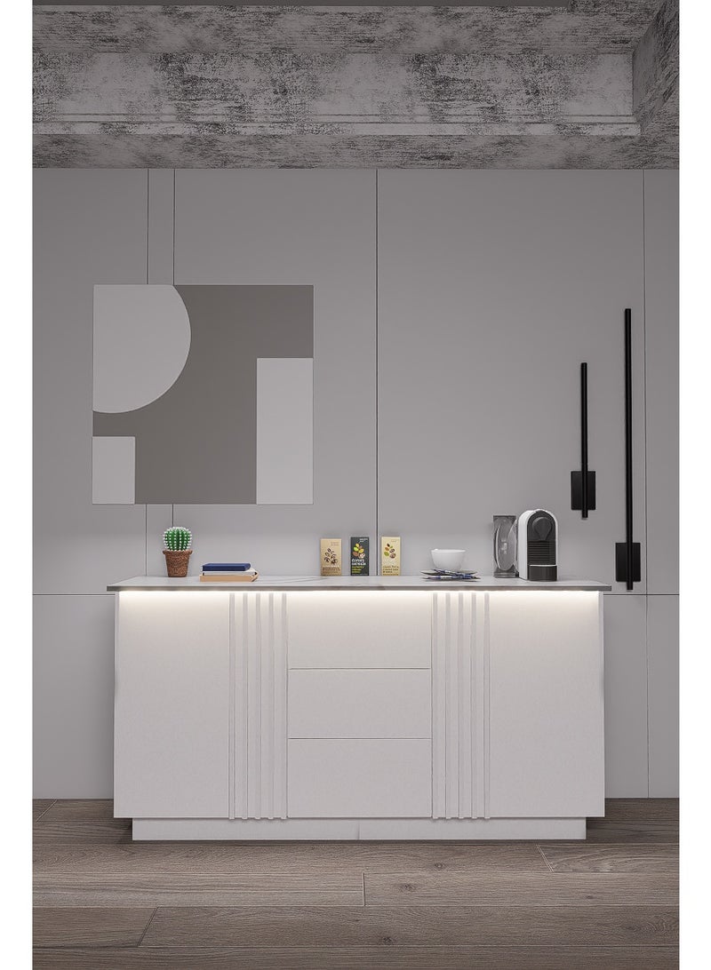 كوفي وورلد ركن القهوة باللون الأبيض بالاضاءة المخفية الانيقة تكيسات الطولية. - Image 1