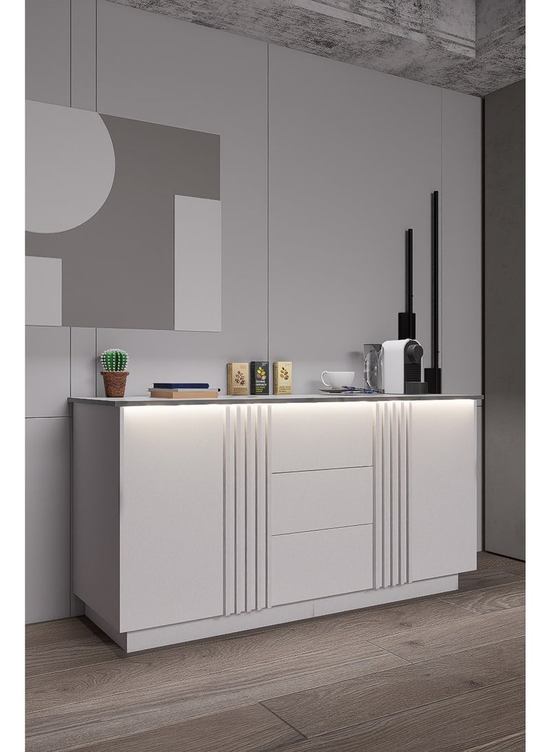 كوفي وورلد ركن القهوة باللون الأبيض بالاضاءة المخفية الانيقة تكيسات الطولية. - Image 2