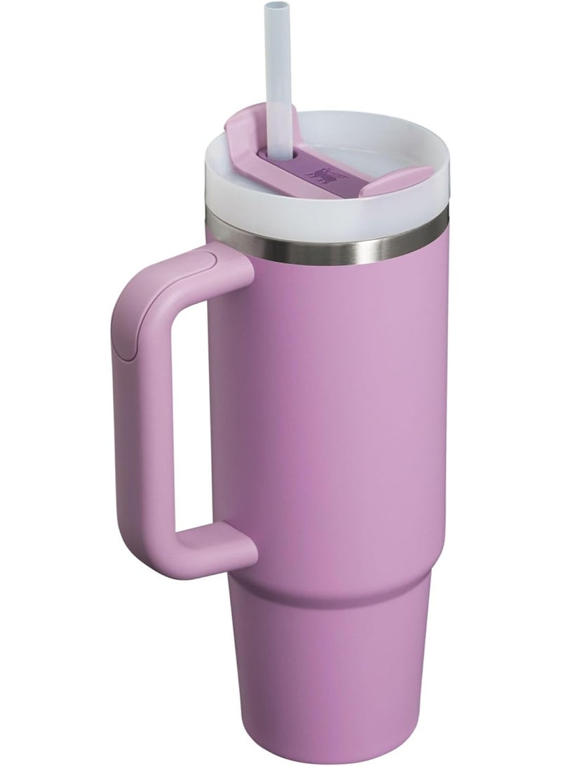 ستانلي كوب Quencher H2.0 FlowState سعة 40 أونصة - كوب معزول من الفولاذ المقاوم للصدأ بمقبض وغطاء وماصة - مانع للتسرب، خالٍ من مادة BPA، آمن للاستخدام في غسالة الأطباق - مثالي للمياه أو القهوة أو المشروبات المثلجة - أرجواني  - Image 2