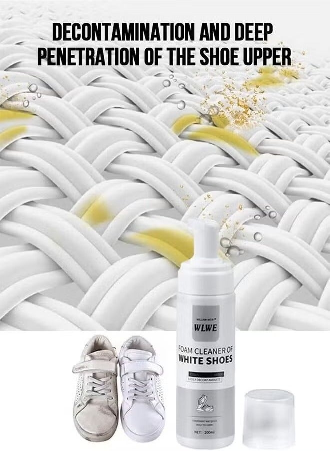 WILLIAM WEIR 200ml Foam Shoe Cleaner for Non-washing Decontamination and Whitening of Sports Shoe Sneakers White Shoes Microfiber Shoe and Cloth Shoes Cleaning - Image 4