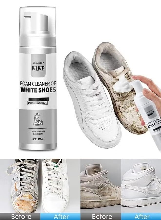 WILLIAM WEIR 200ml Foam Shoe Cleaner for Non-washing Decontamination and Whitening of Sports Shoe Sneakers White Shoes Microfiber Shoe and Cloth Shoes Cleaning - Image 2