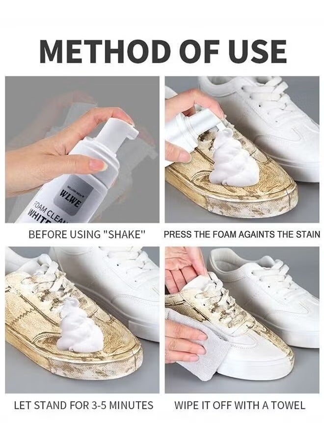 WILLIAM WEIR 200ml Foam Shoe Cleaner for Non-washing Decontamination and Whitening of Sports Shoe Sneakers White Shoes Microfiber Shoe and Cloth Shoes Cleaning - Image 3