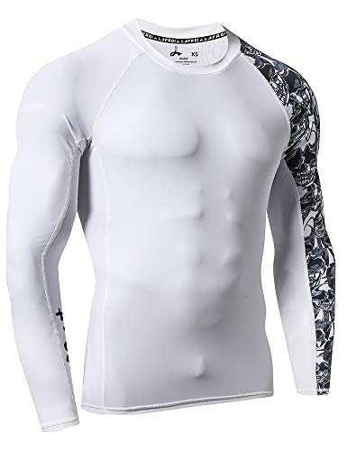 LAFROI Men's Long Sleeve UPF 50+ Baselayer Skins Performance Fit Compression Rash Guard-CLYYB Asym Skull Size LG - Image 3