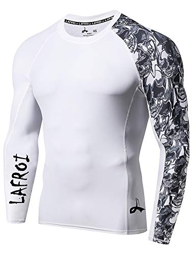 LAFROI Men's Long Sleeve UPF 50+ Baselayer Skins Performance Fit Compression Rash Guard-CLYYB Asym Skull Size LG - Image 1