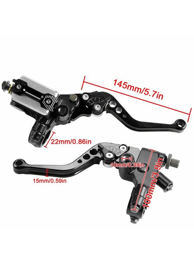 MRELC Universal Motorcycle 7/8" 22mm Handlebar Brake Master Cylinder Clutch Lever CNC Left & Right Set Compatible with Harley Honda Kawasaki Suzuki Yamaha（ Piston Diameter 12.7mm(Black) - Image 4