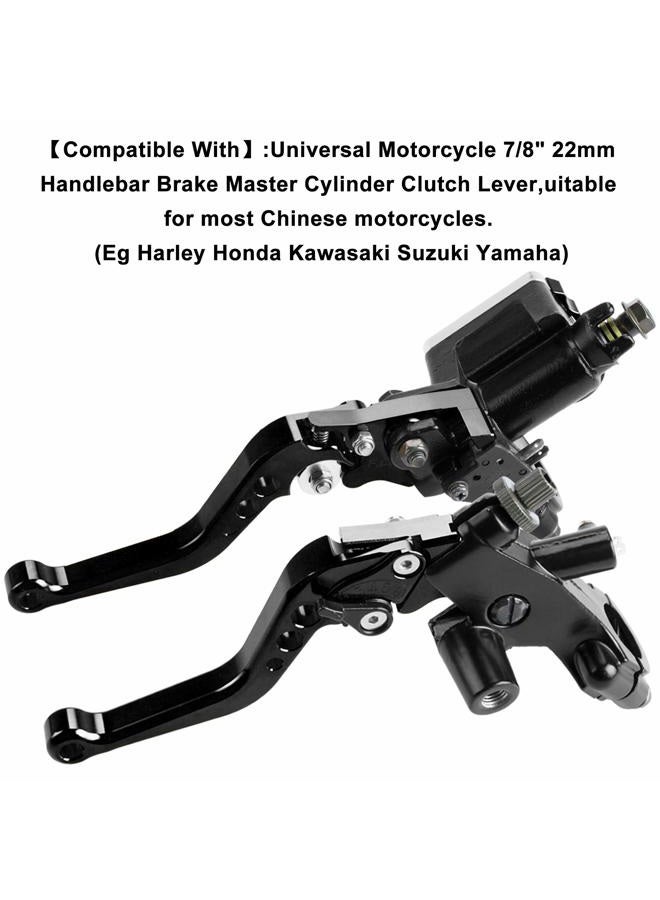 MRELC Universal Motorcycle 7/8" 22mm Handlebar Brake Master Cylinder Clutch Lever CNC Left & Right Set Compatible with Harley Honda Kawasaki Suzuki Yamaha（ Piston Diameter 12.7mm(Black) - Image 5