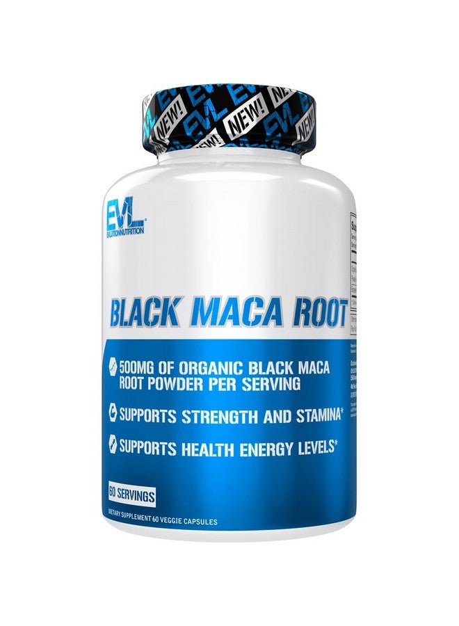 Evlution Nutrition Black Maca Root - Energy Support - 500mg Organic Black Maca Root Powder - Workout Supplement - Vegetarian Capsules - for Strength Performance & Stamina - 60 Servings - Image 1