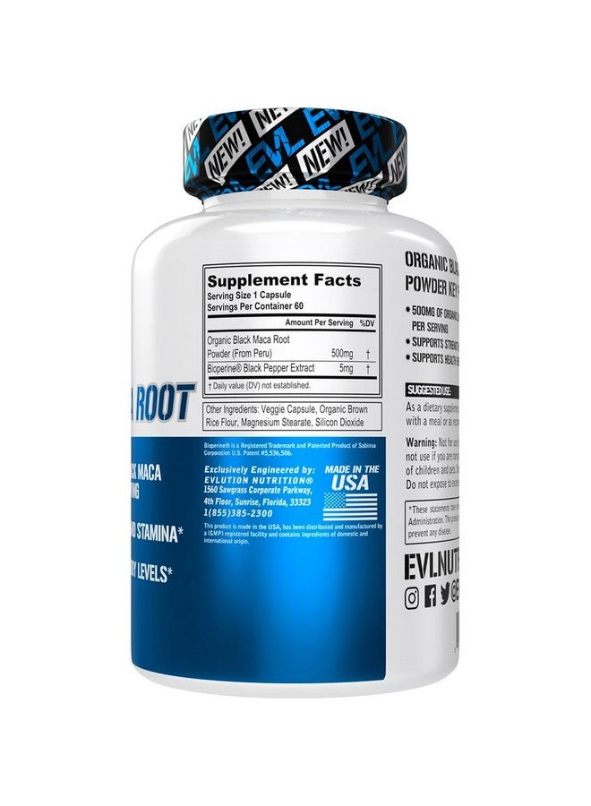 Evlution Nutrition Black Maca Root - Energy Support - 500mg Organic Black Maca Root Powder - Workout Supplement - Vegetarian Capsules - for Strength Performance & Stamina - 60 Servings - Image 2
