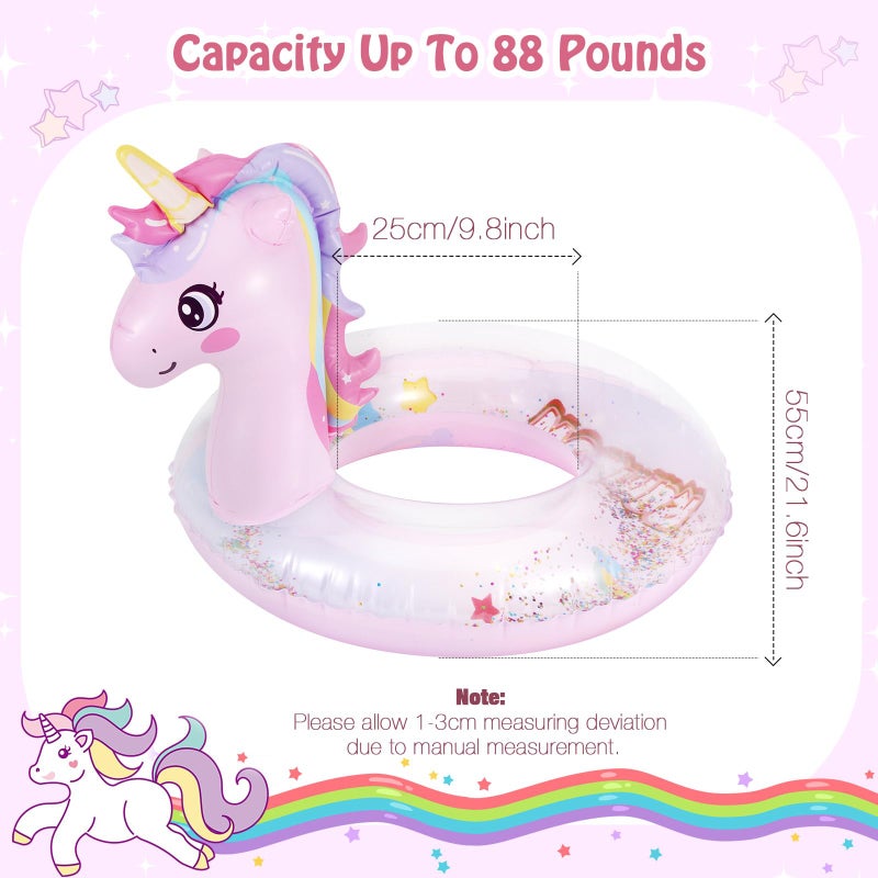 MoKo Inflatable Pool Float-Cute Glitters Sequin Unicorn Swim Tube Rings Inflatable Swimming Toys Floaties Fun Summer Water Floaties for Beach Pool Outdoor Party Water Toy for Children, Pink - Image 4