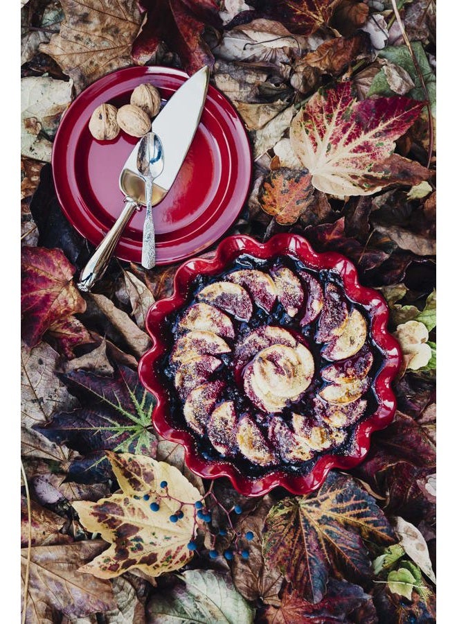 Emile Henry Made in France Ruffled Pie Dish 10.5" X2.5", 10.5" by 2.5", Burgundy Red - Image 3