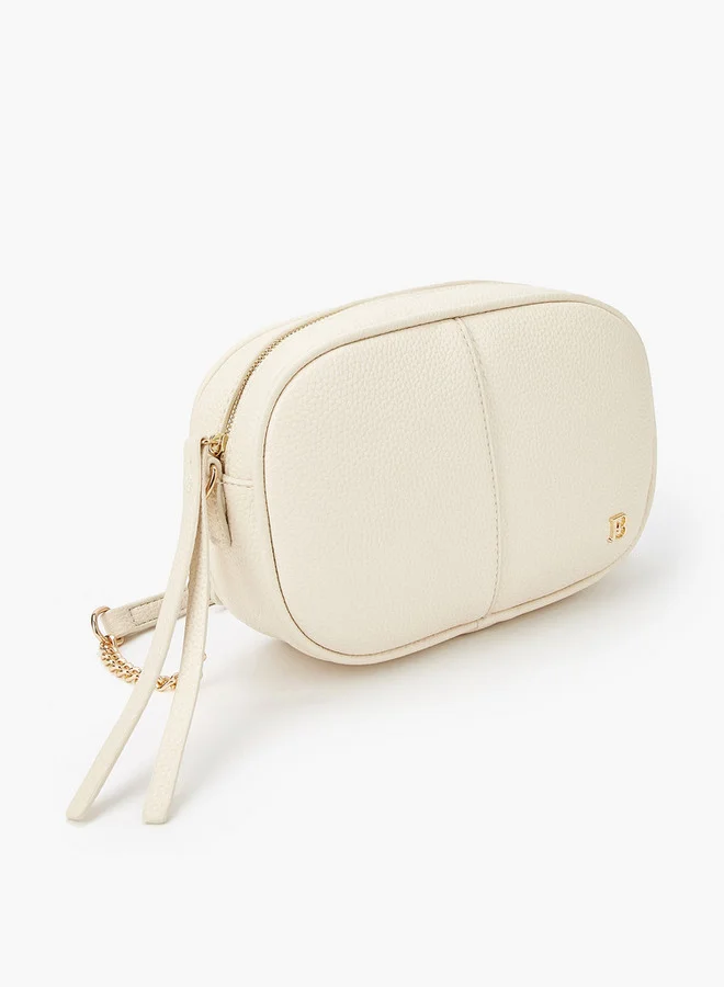 Flora Bella By Shoexpress Solid Crossbody Bag with Adjustable Strap and Zip Closure