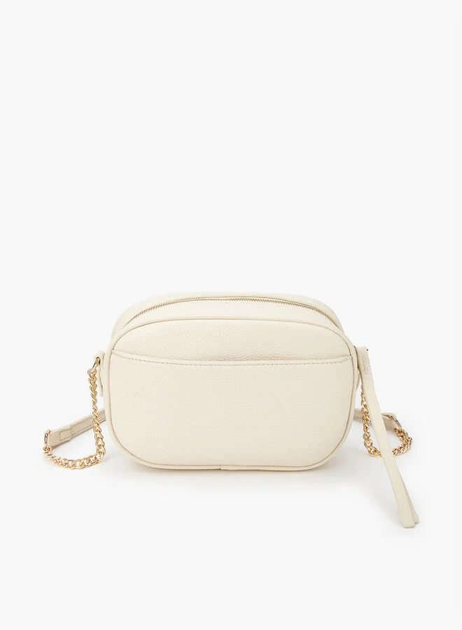 Flora Bella By Shoexpress Solid Crossbody Bag with Adjustable Strap and Zip Closure