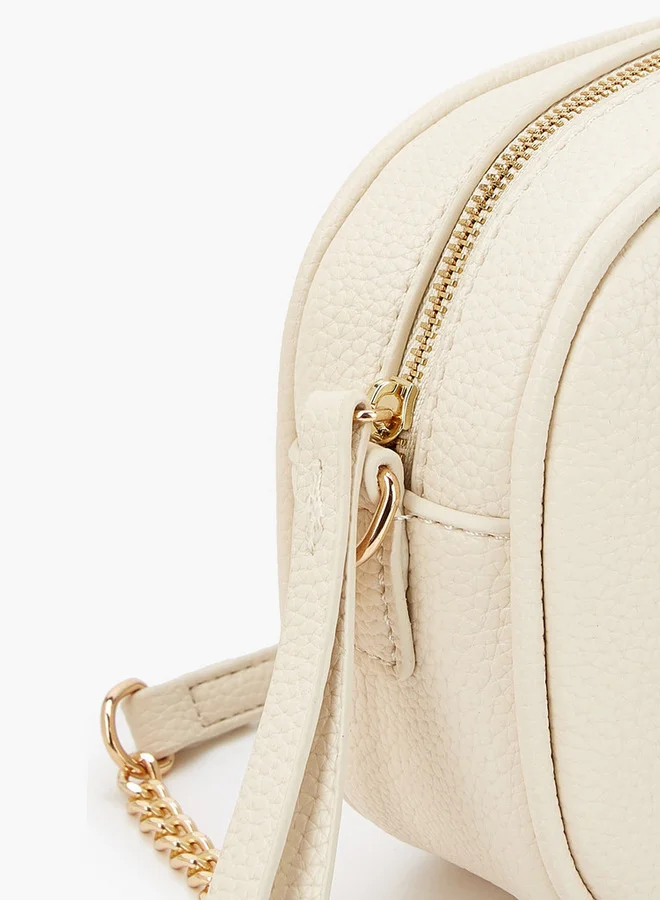 Flora Bella By Shoexpress Solid Crossbody Bag with Adjustable Strap and Zip Closure